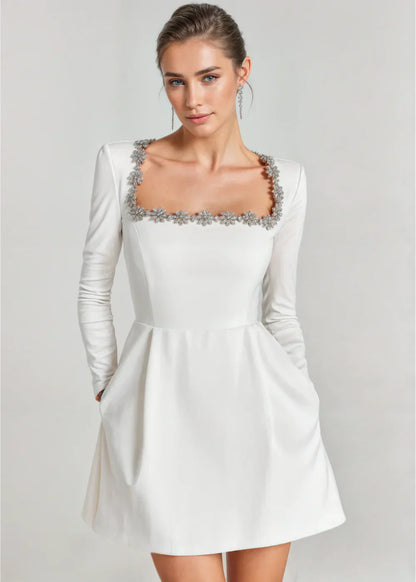Elegant drape-neck velvet dress for women | Willow - 13