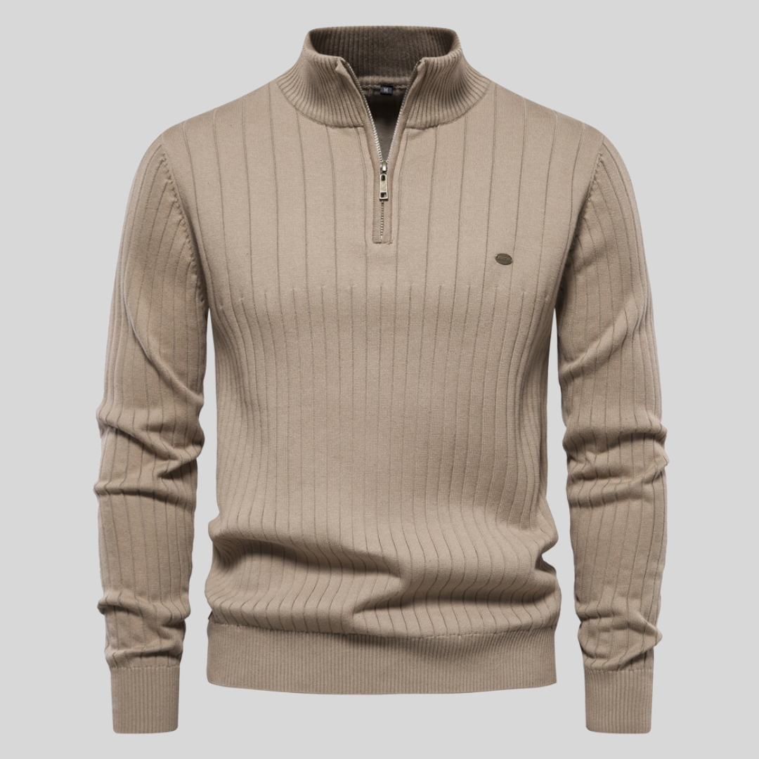 Ribbed Zip Neck Sweater Cozy for Men | Corin