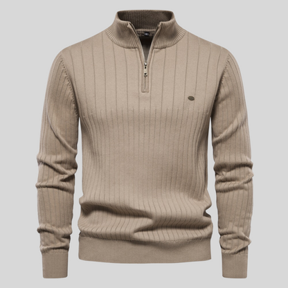 Ribbed Zip Neck Sweater Cozy for Men | Corin