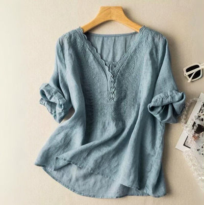 Breathable linen relaxed blouse for women | Luciana - 2