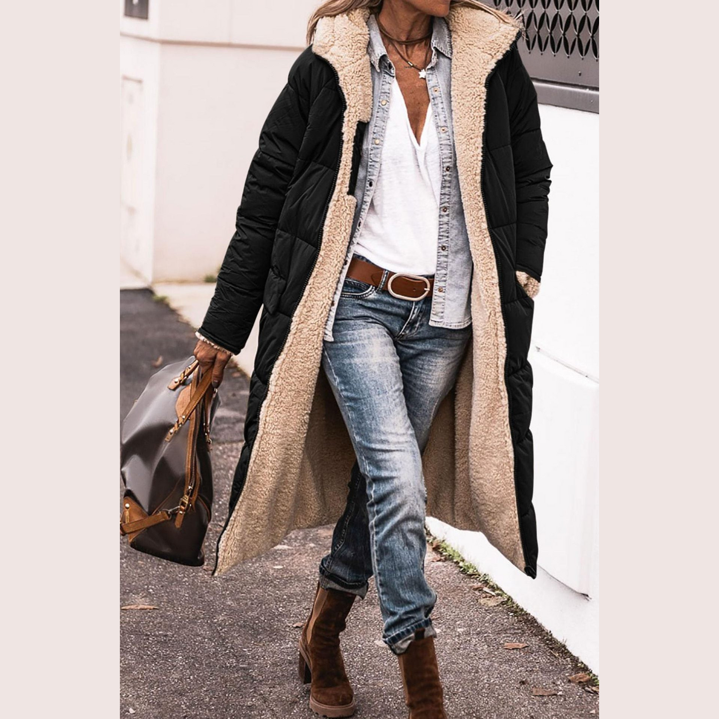 Elegant reversible everyday two-look coat for women | Amelia -3