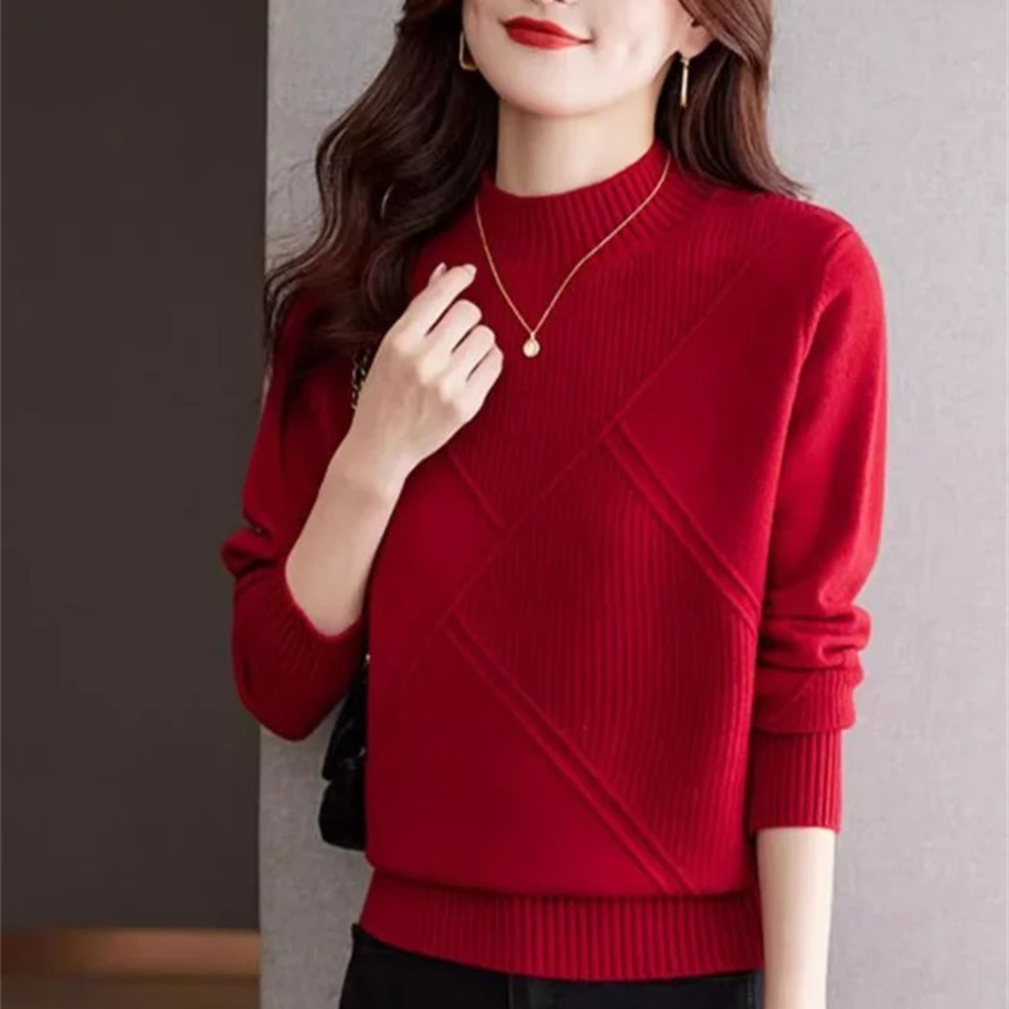Ribbed Mock Neck Sweater Cozy For Women | Elowenna