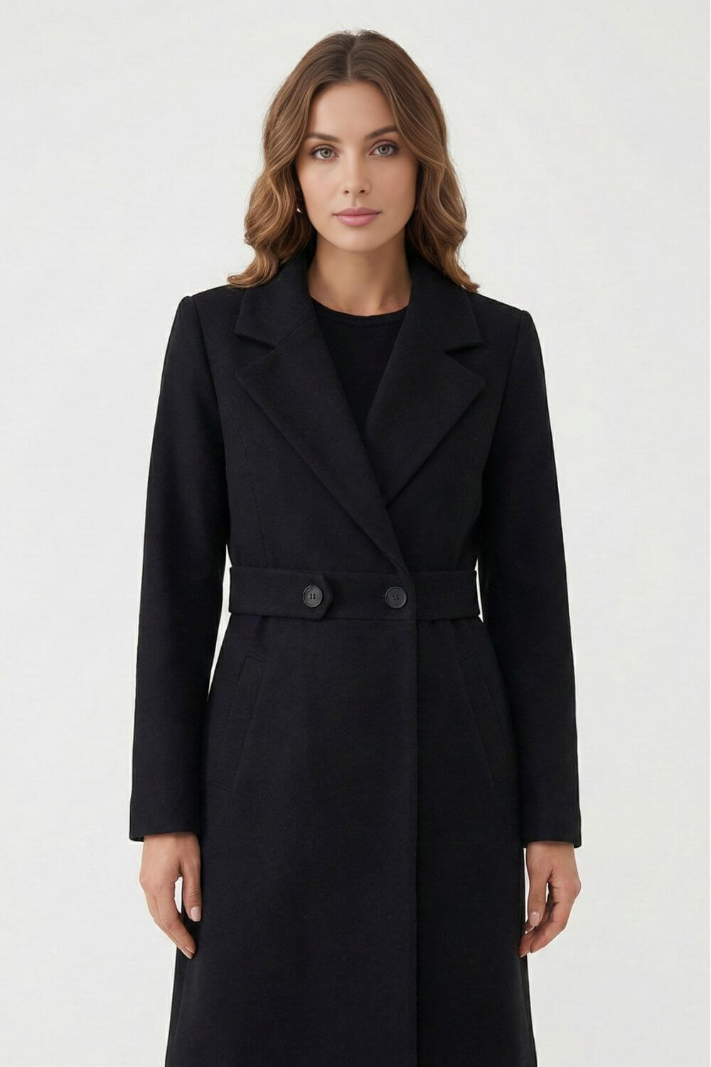 Elegant long coat with streamlined silhouette for women | Caurelle