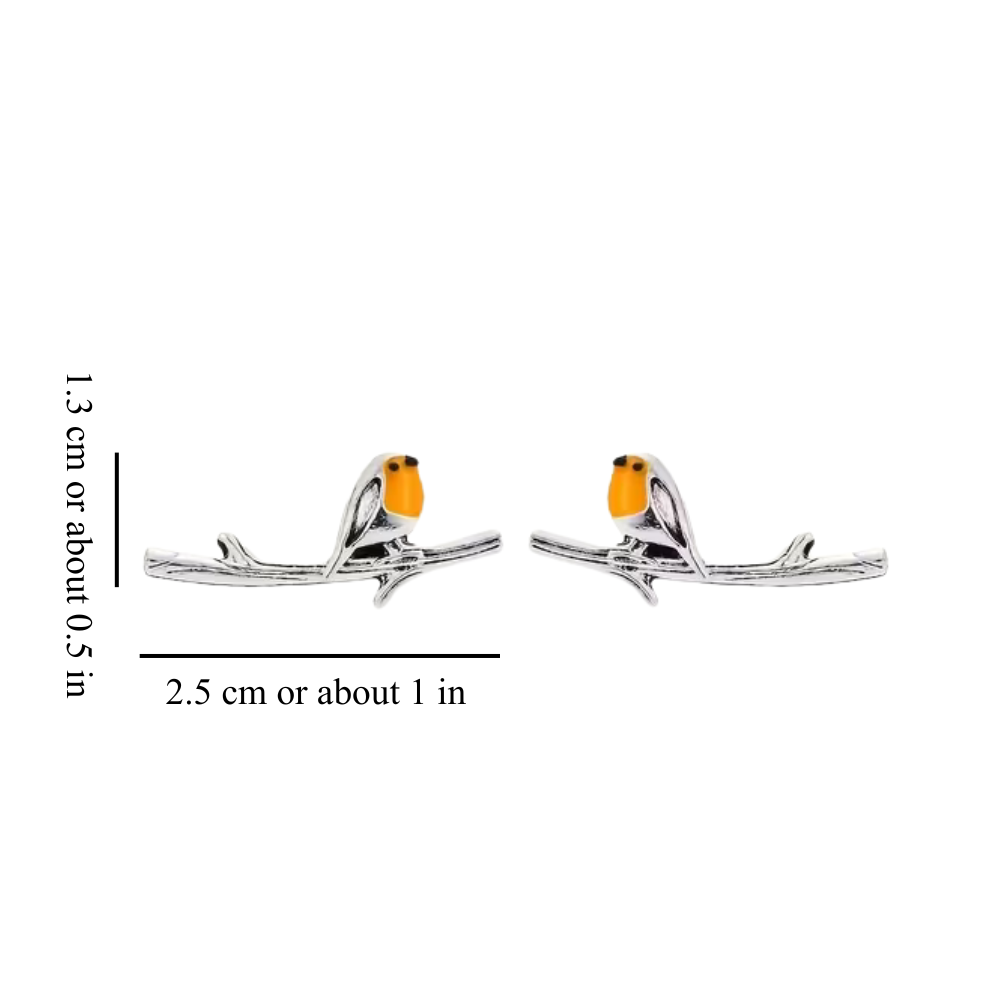 Elegant robin bird stud earrings for women -4