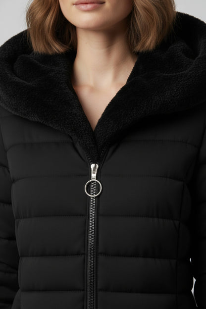 Long Hooded Quilted Puffer Coat Stylish For Women | Ravelle