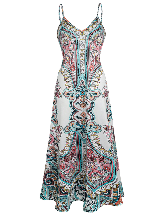 Boho Floral Print Sleeveless Dress Chic For Women | Maravelle