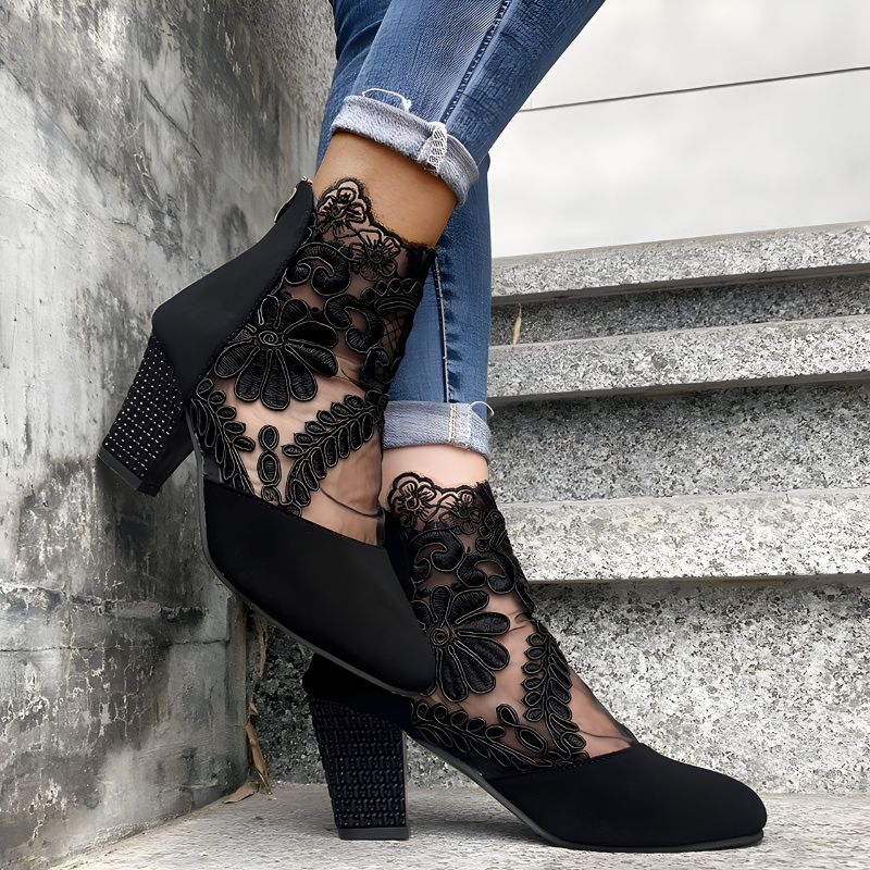 Classic block heel ankle boots for women | Margarith -2