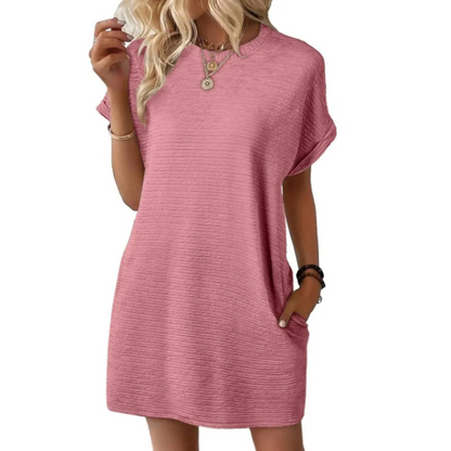 Casual Minimalist Round Neck Dress Chic For Women | Lurelle