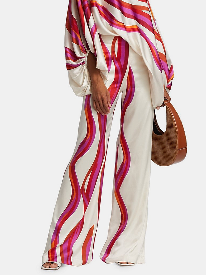 Printed off-shoulder blouse and wide-leg trousers co-ord set for women - 4