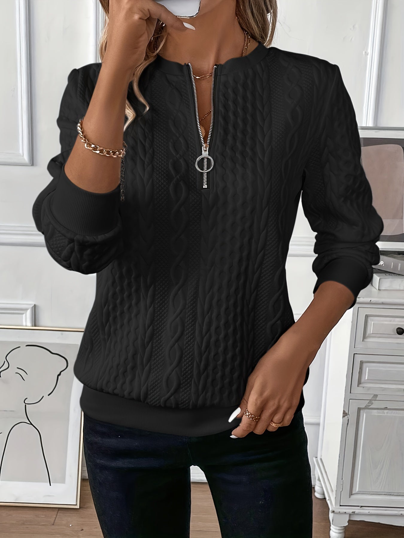 Half Zip Casual Sweater Cozy For Women | Lioraelle