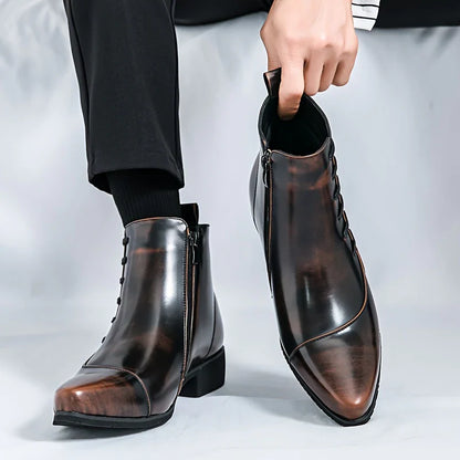 Elegant heeled leather-look dress boots for women | Samuel Thatcher -6