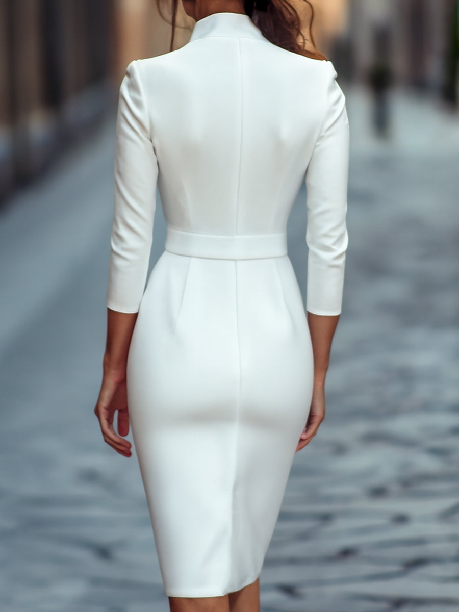 Sleek faux leather bodycon midi dress for women - 9