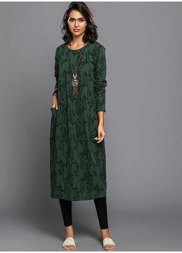 Relaxed everyday midi dress with pockets for women - 1
