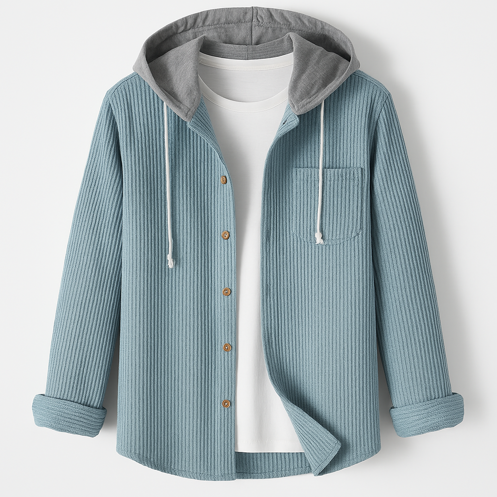 Textured Button Front Hooded Jacket Stylish For Men | Matteo