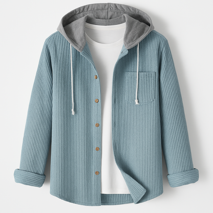 Textured Button Front Hooded Jacket Stylish For Men | Matteo