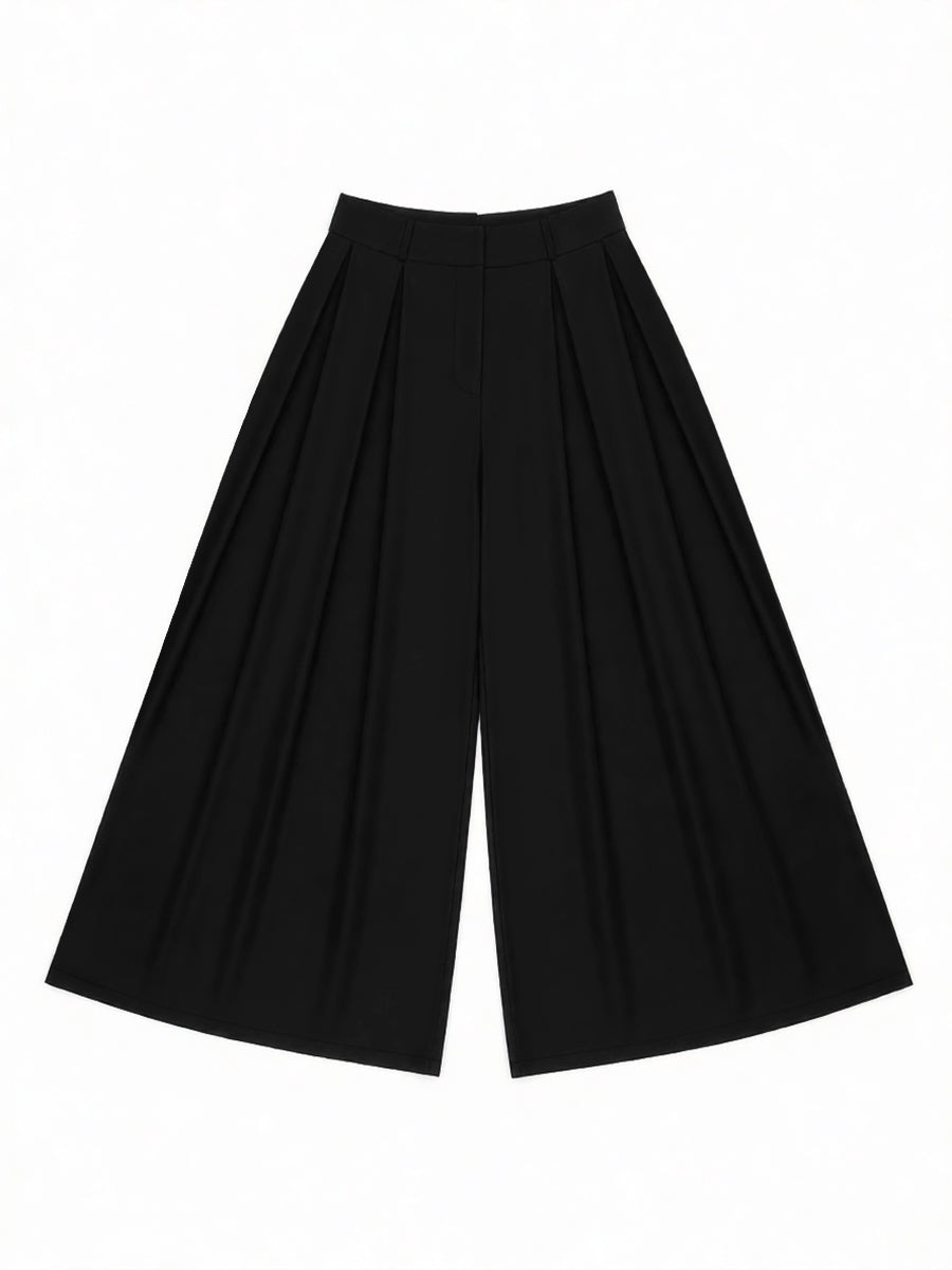 High-waist loose pleated wide-leg trousers for women - 6