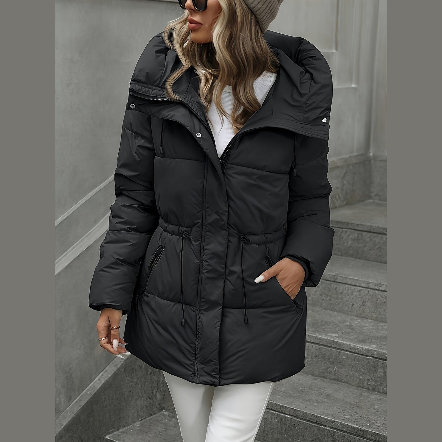 Elegant oversized hooded winter parka for women | Aurora -9