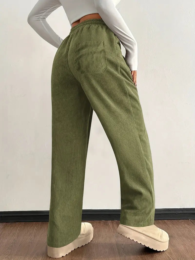 Wide Leg Drawstring Trousers Versatile for Women | Elodie