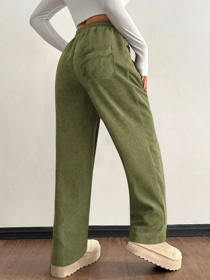 Wide Leg Drawstring Trousers Versatile for Women | Elodie