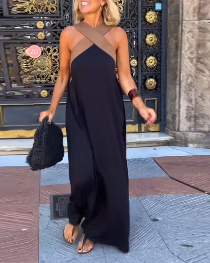 Cross Neck Long Dress Chic For Women | Selmira