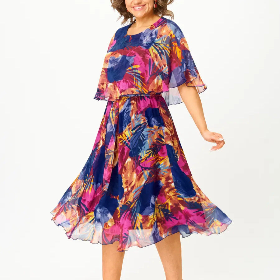 Comfortable plus-size everyday chiffon dress for women | Barbara -3