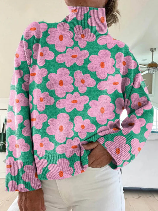 Warm oversized floral everyday jumper for women | Linda -1