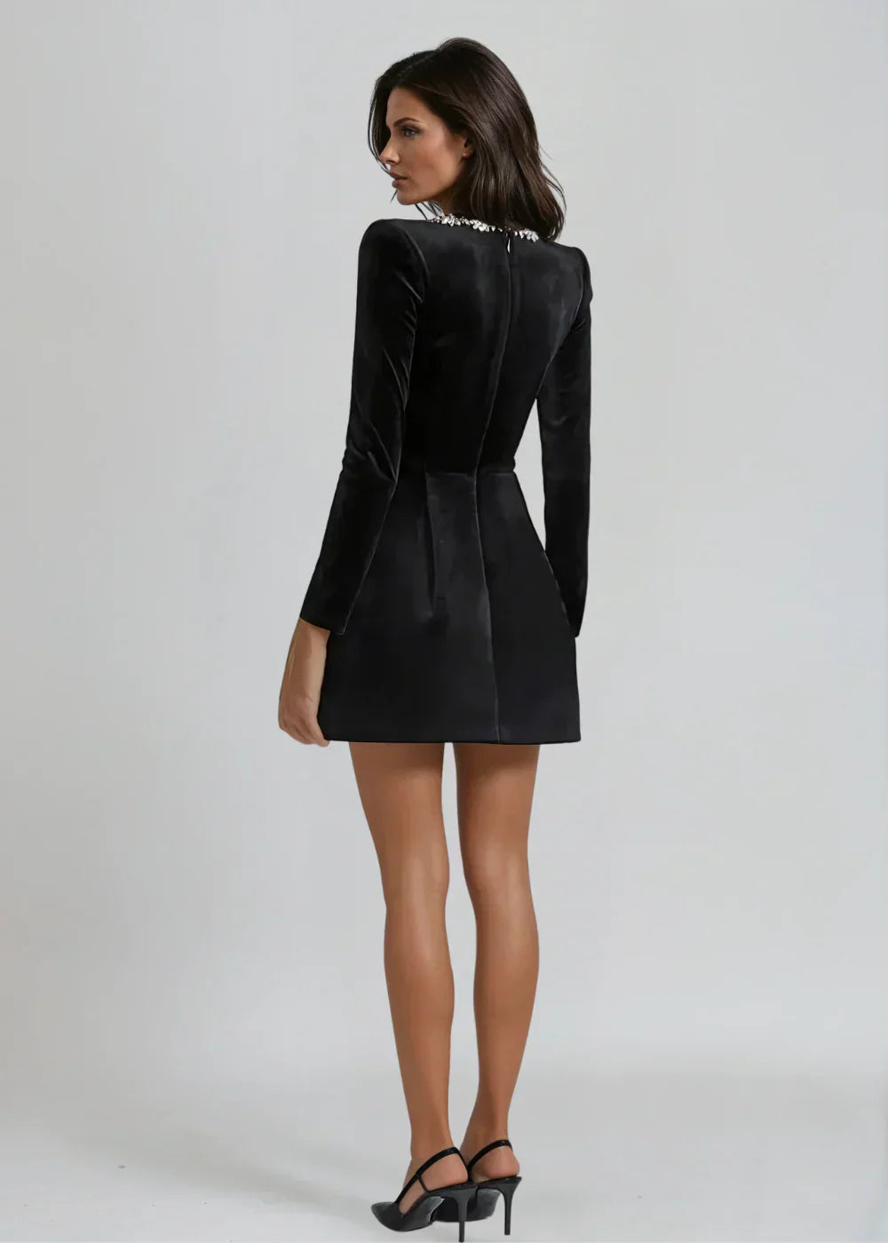 Elegant drape-neck velvet dress for women | Willow - 4