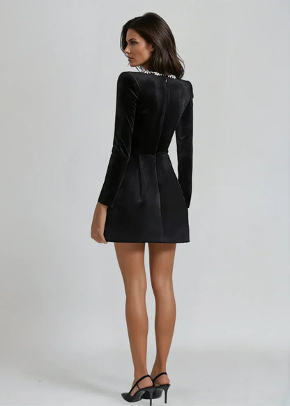 Elegant drape-neck velvet dress for women | Willow - 4
