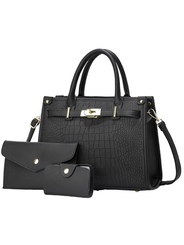 Crocodile Embossed Large Capacity Crossbody Handbag Set Chic For Women | Valentinae