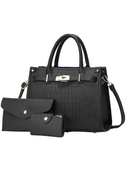 Crocodile Embossed Large Capacity Crossbody Handbag Set Chic For Women | Valentinae