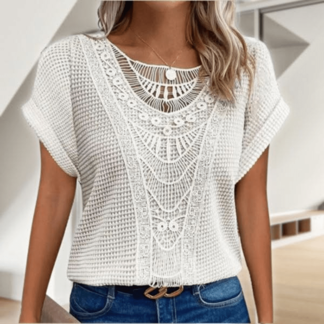 Elegant relaxed Ibiza-style casual top for women | Simone -2