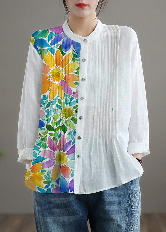 Breathable linen relaxed blouse for women - 12