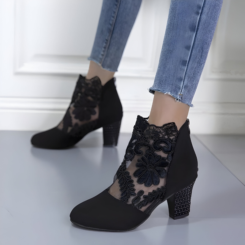 Classic block heel ankle boots for women | Margarith -3