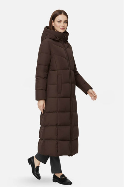 Long Hooded Quilted Puffer Coat Stylish For Women | Evelira