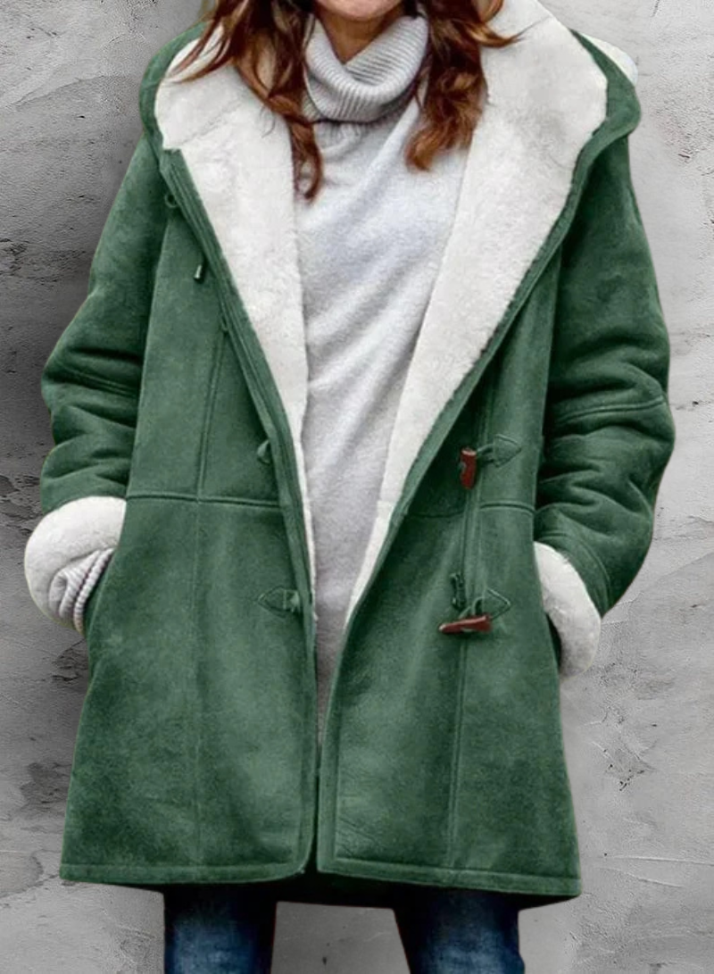 Refined double-breasted longline coat for women | Arwelyn -10