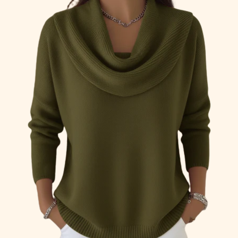 Draped Cowl Neck Sweater Cozy For Women | Elara