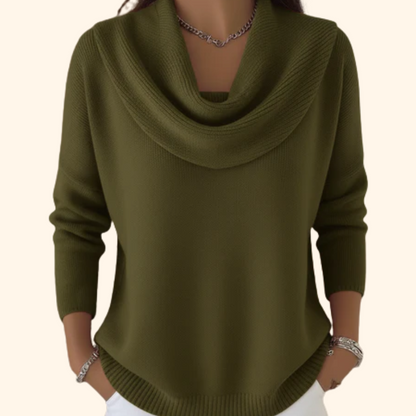 Draped Cowl Neck Sweater Cozy For Women | Elara