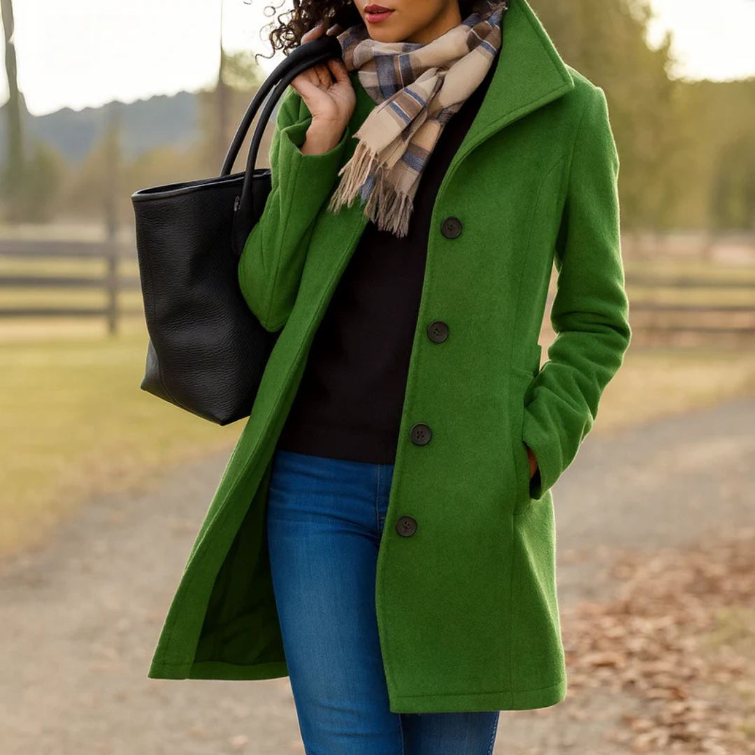 Classic Button Front Heritage Coat Stylish For Women | Emilia