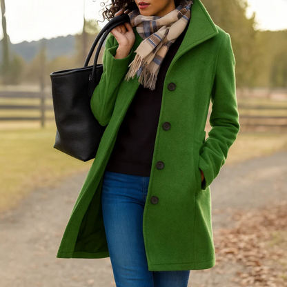 Classic Button Front Heritage Coat Stylish For Women | Emilia