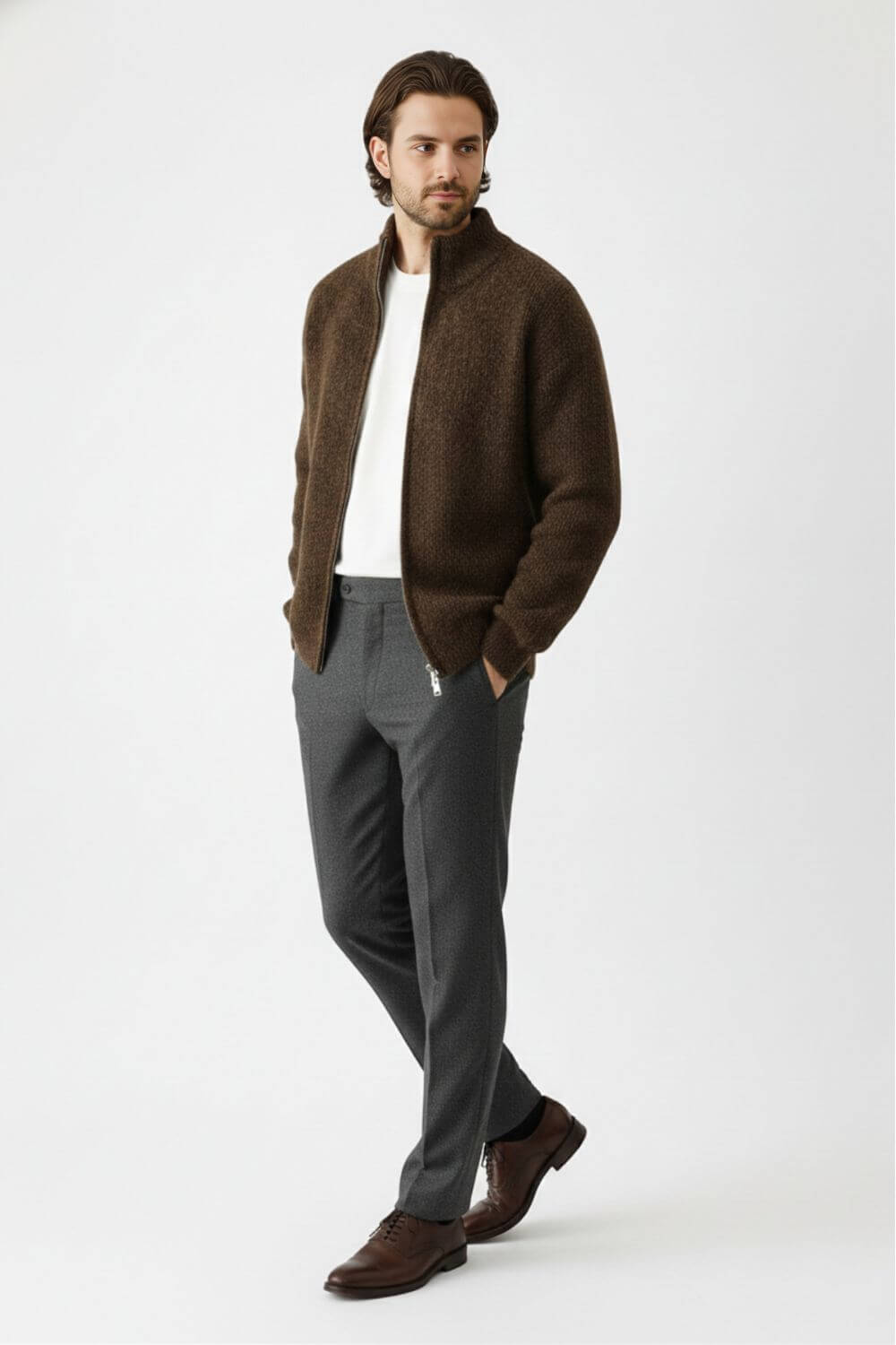 Full Zip Stand Collar Jacket Stylish For Men | Darvyn