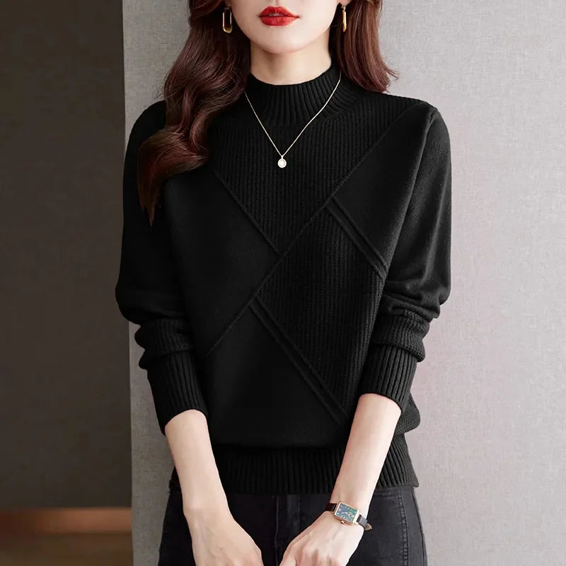 Ribbed Mock Neck Sweater Cozy For Women | Elowenna