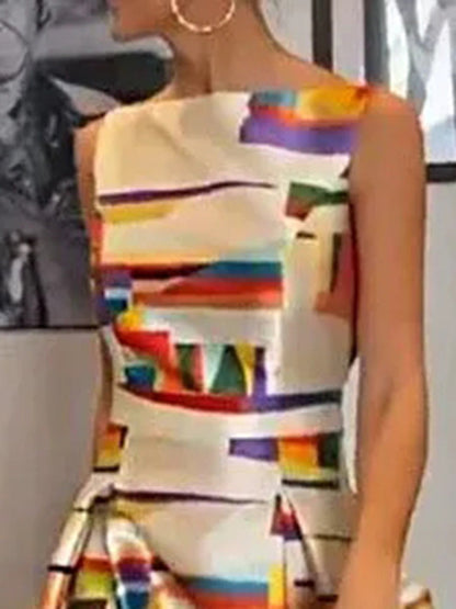 Geometric Print Sleeveless Dress Chic For Women | Isabel