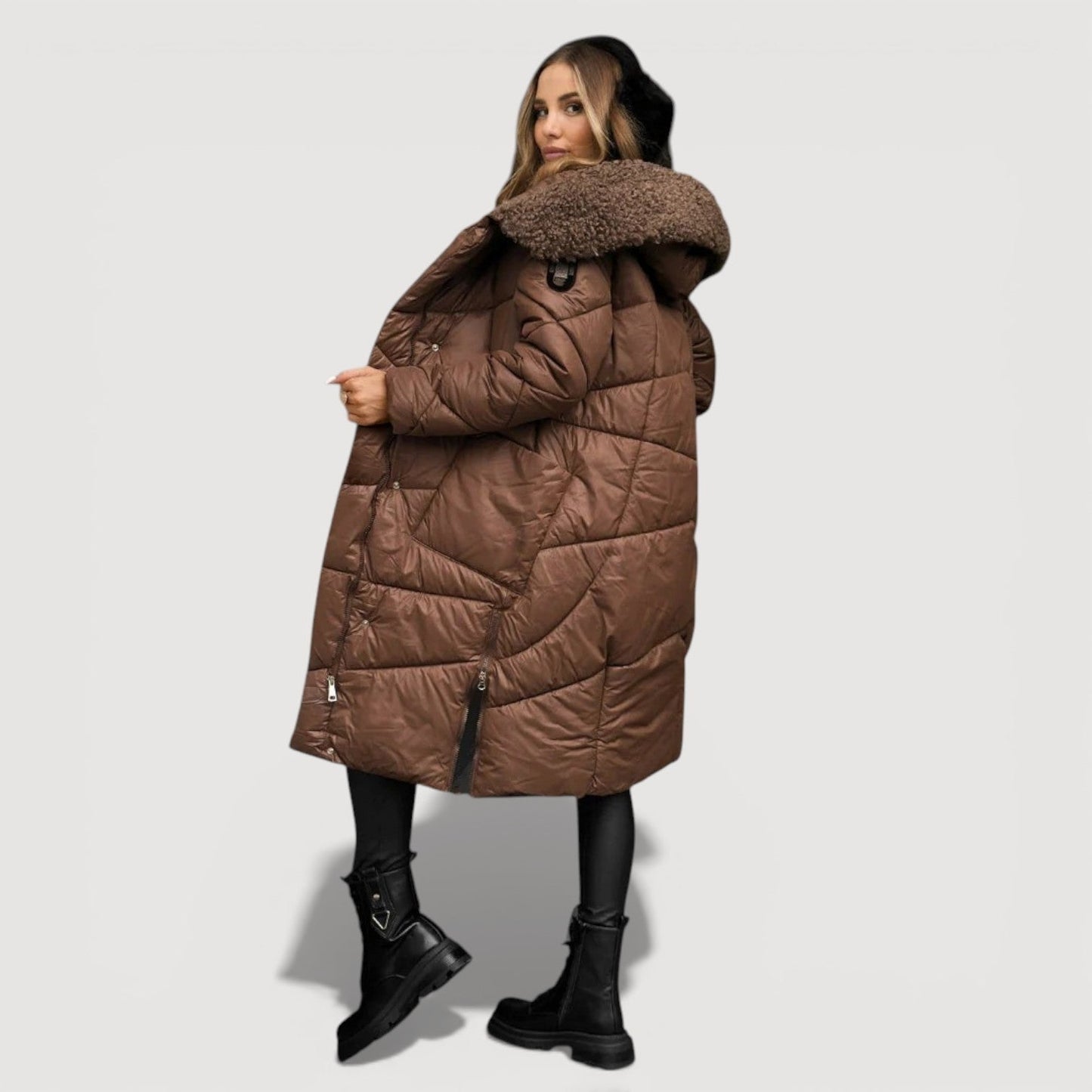 Warm classic longline puffer coat for women | Hilda -5