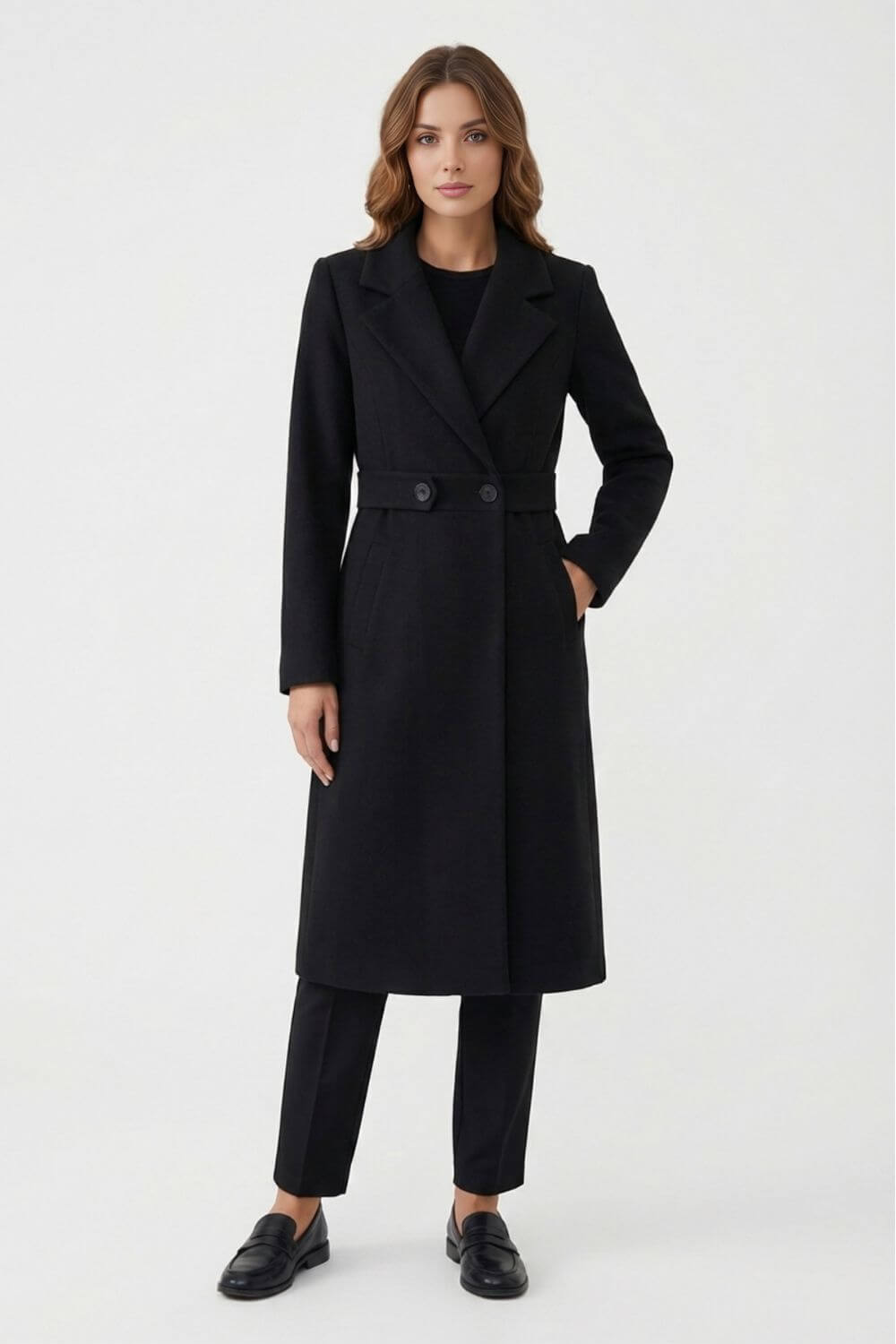 Long Tailored Double Breasted Coat Stylish For Women | Arlena