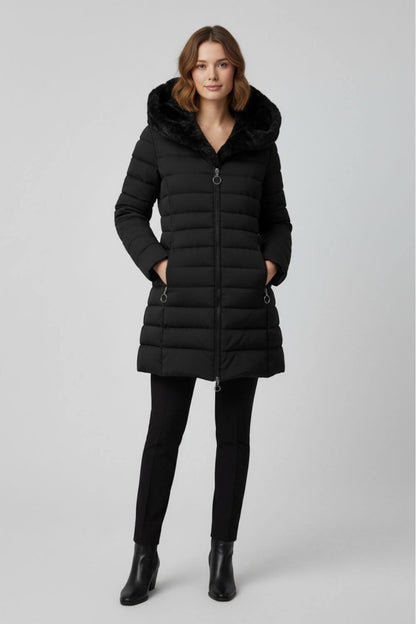 Long Hooded Quilted Puffer Coat Stylish For Women | Ravelle