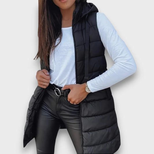 Warm hooded sleeveless puffer gilet for women | Kaira - 1