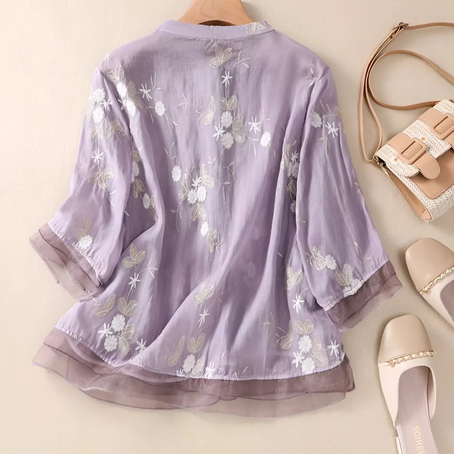 Embroidered Floral Button Blouse Chic For Women | Liora
