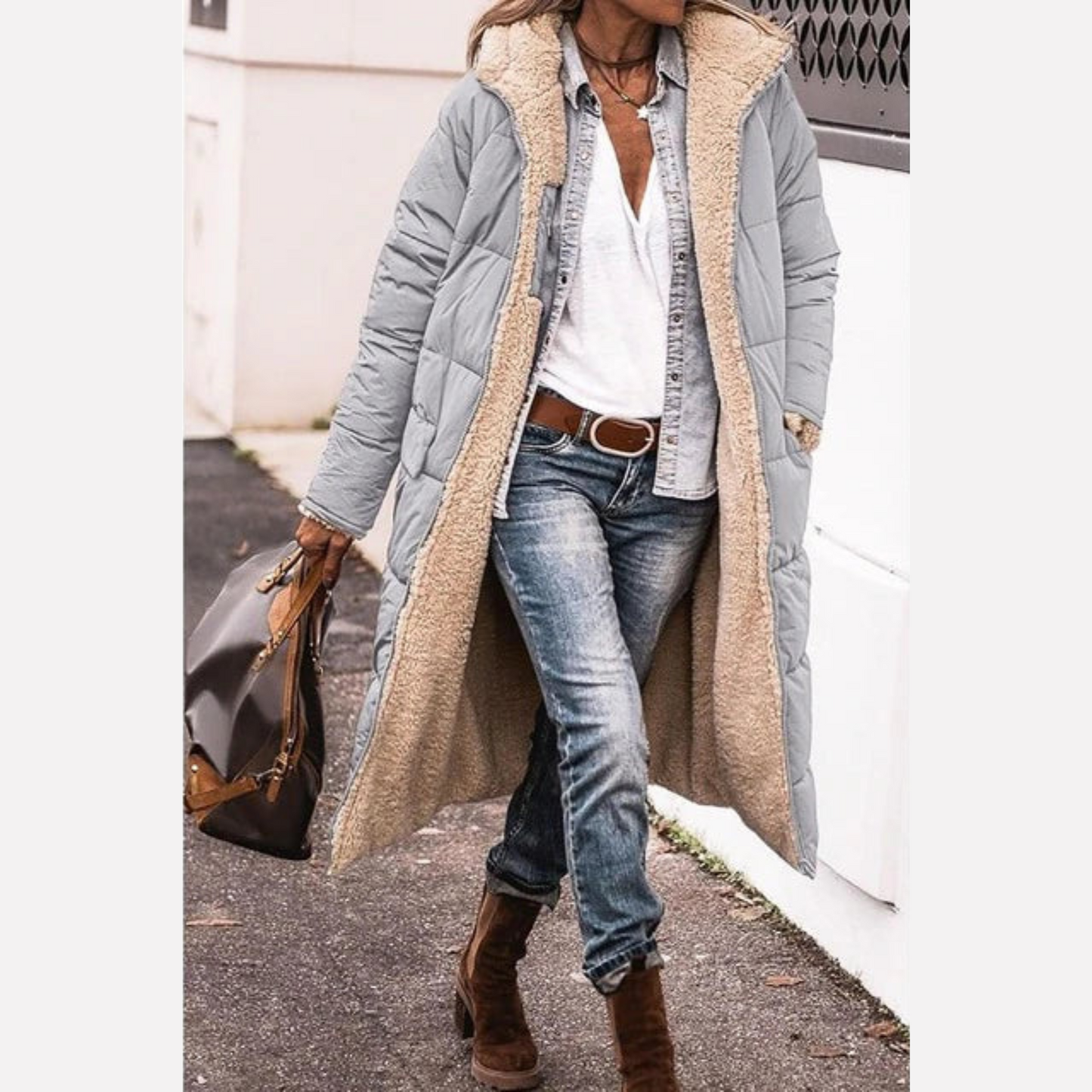 Elegant reversible everyday two-look coat for women | Amelia -2