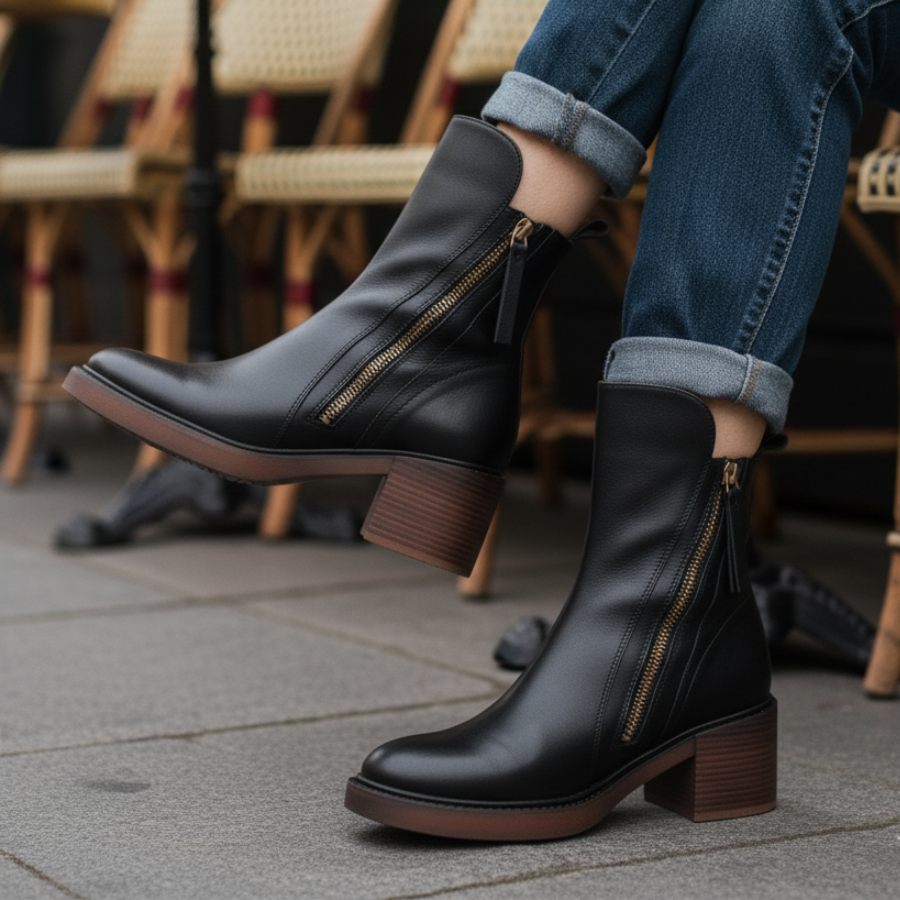 Classic elegant heeled leather ankle boots for women | Valorine -6