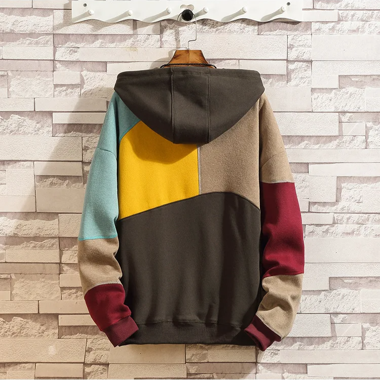 Colour Block Patchwork Hoodie Trendy for Men | Maverick
